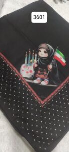 روسری نخی طرح محرمی مشکی - قواره 95