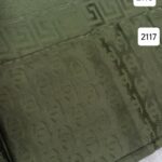روسری ژاکارد بدونه لمه سبز زیتونی - قواره 140