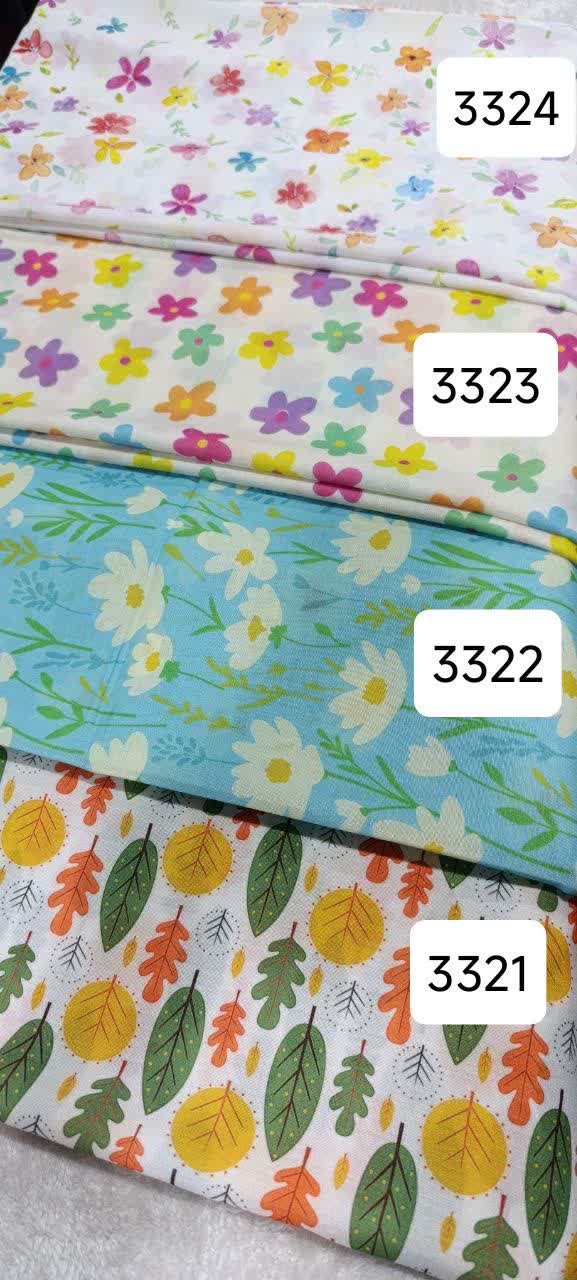 روسری دخترانه نخی طرح شکوفه رنگی - قواره 120