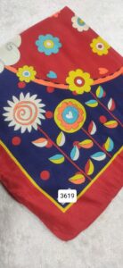 گل روسری نخی طرح گل قرمز - قواره 95
