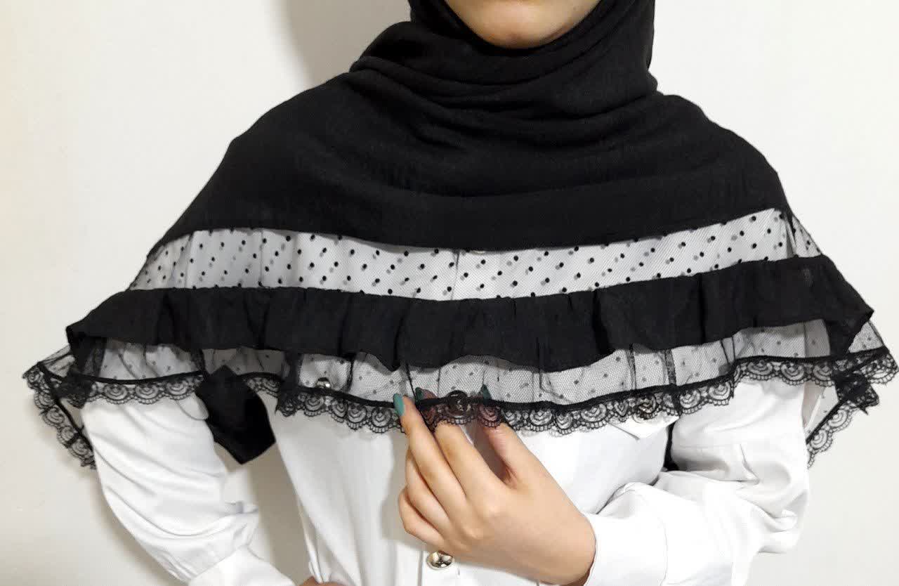 روسری نخی لب تور خالدار
