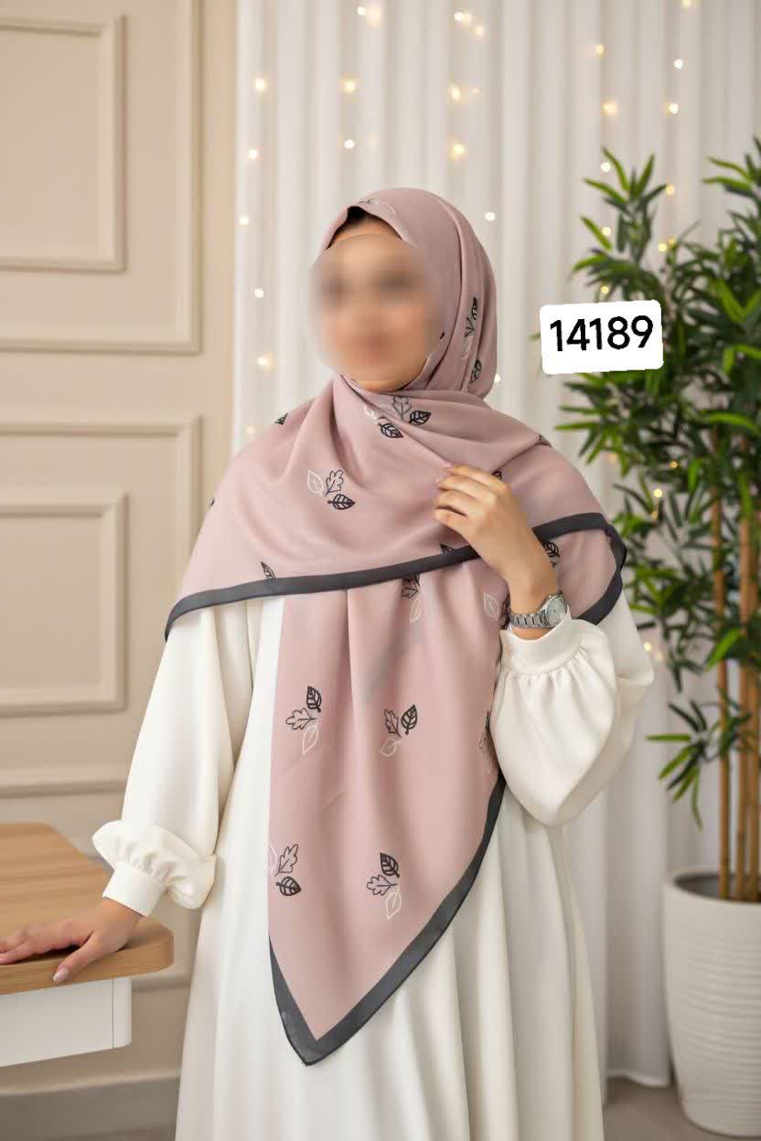 روسری نخ اسپان طرح برگ - قواره 140