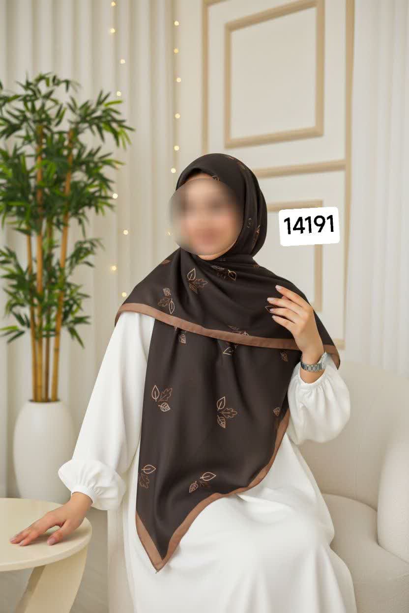 روسری نخ اسپان طرح برگ - قواره 140