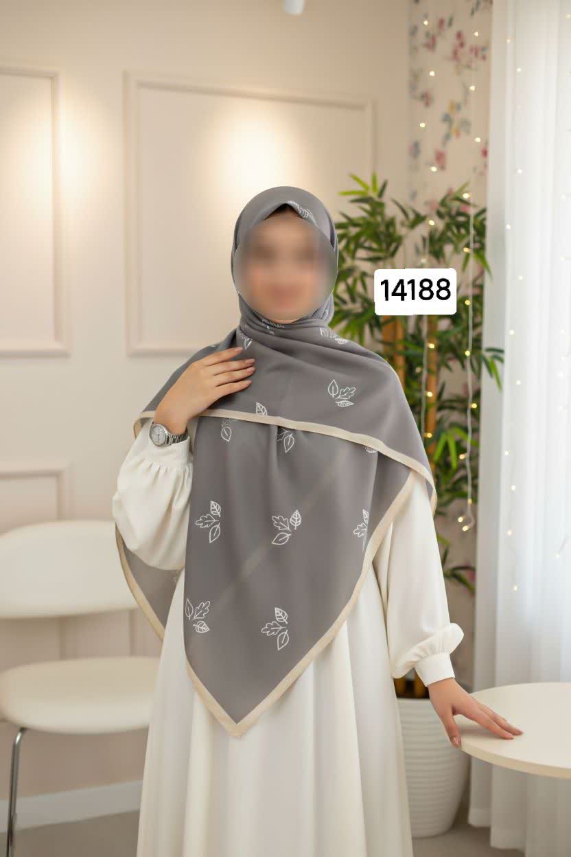 روسری نخ اسپان طرح برگ - قواره 140