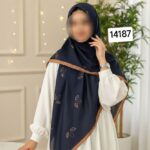 روسری نخ اسپان طرح برگ - قواره 140