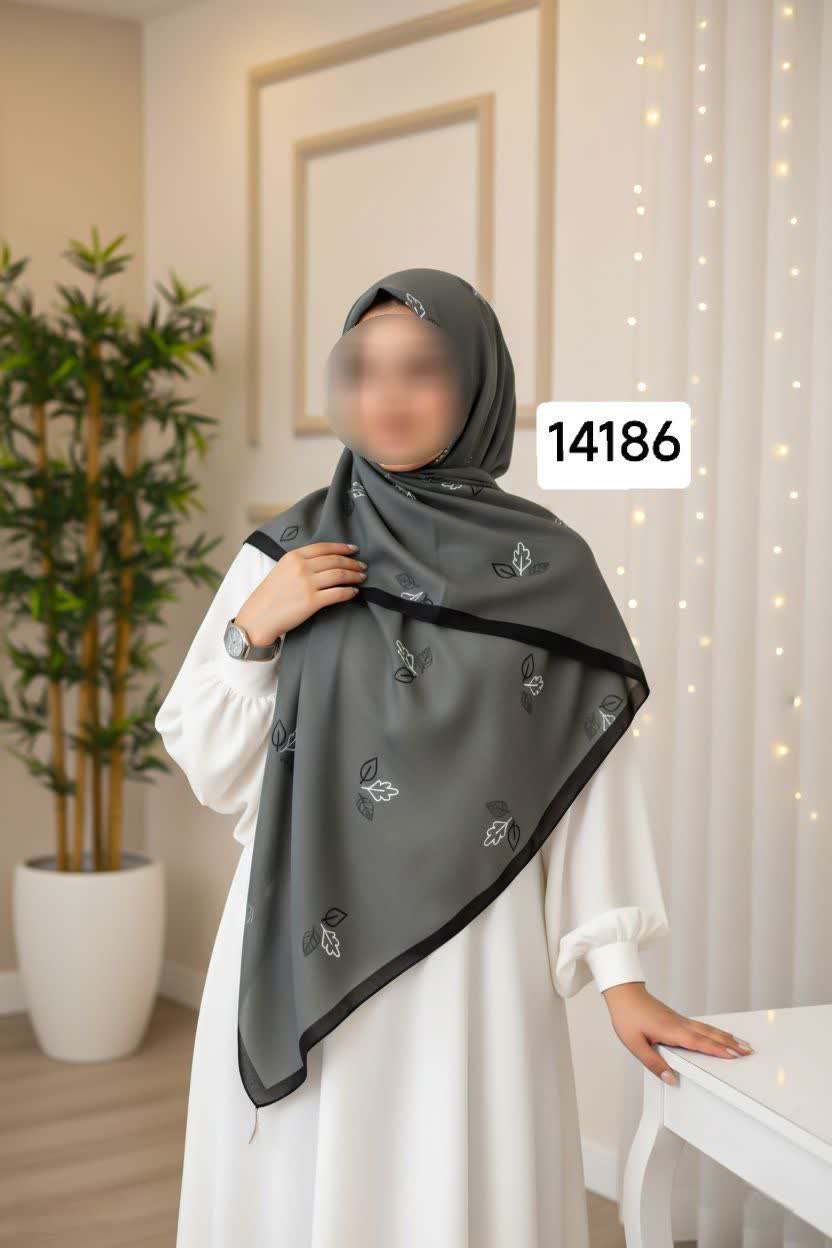 روسری نخ اسپان طرح برگ - قواره 140