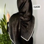 روسری مشکی کوپرا نگین‌کوب - قواره 120